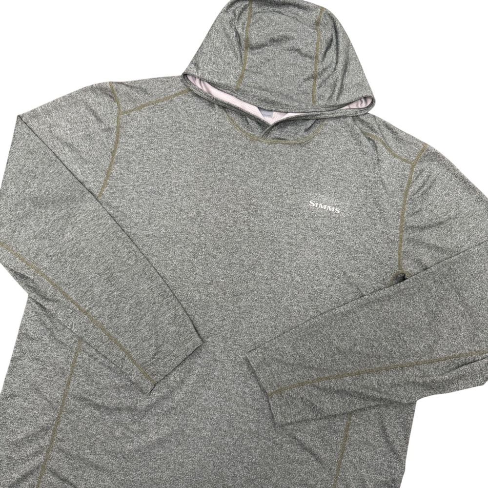 Simms Fishing Products Hoodie Mens XL Gray Insect Shield Long Sleeve Performance